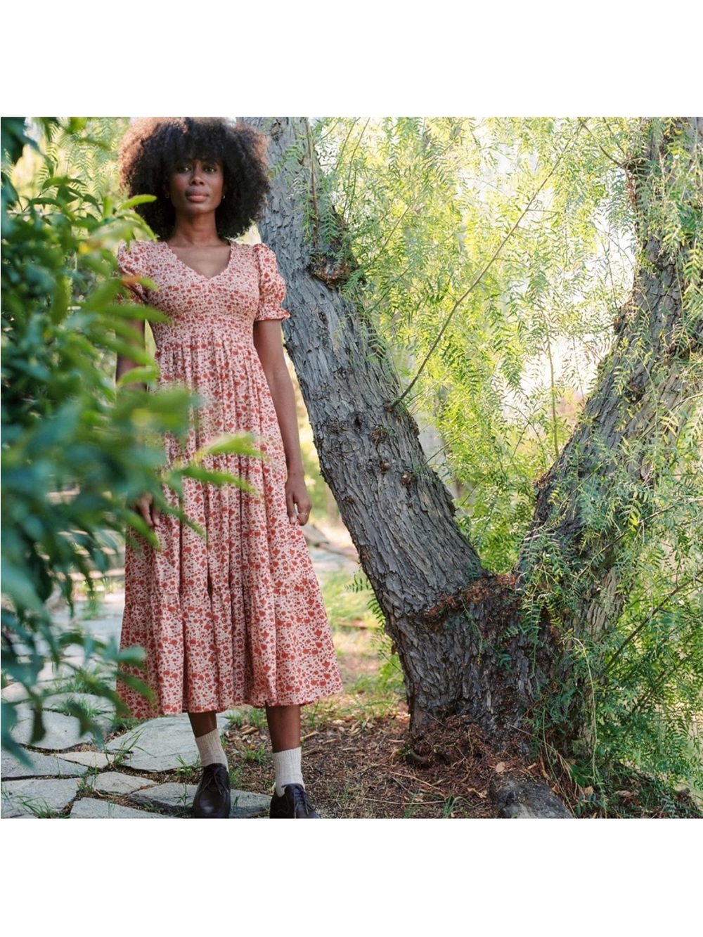 Christy Dawn | Brooklyn Dress in Mandarin Ditsy Field Medium PETITE